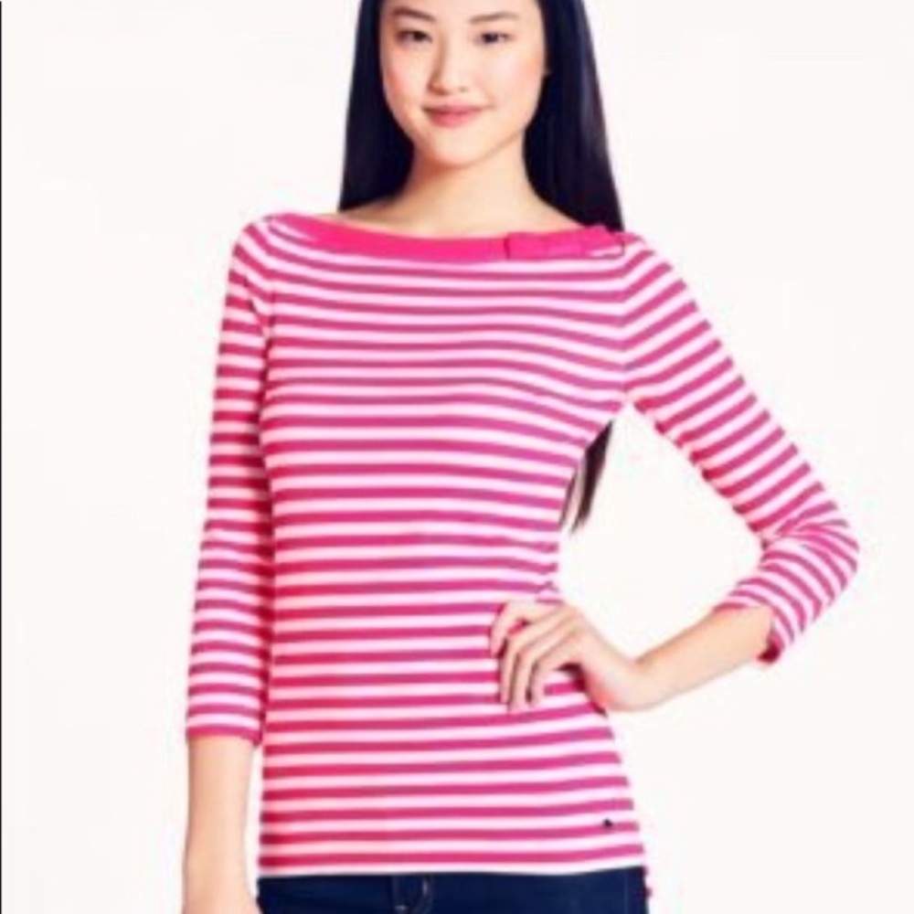 kate spade ♠️ Devon Pink Striped Top